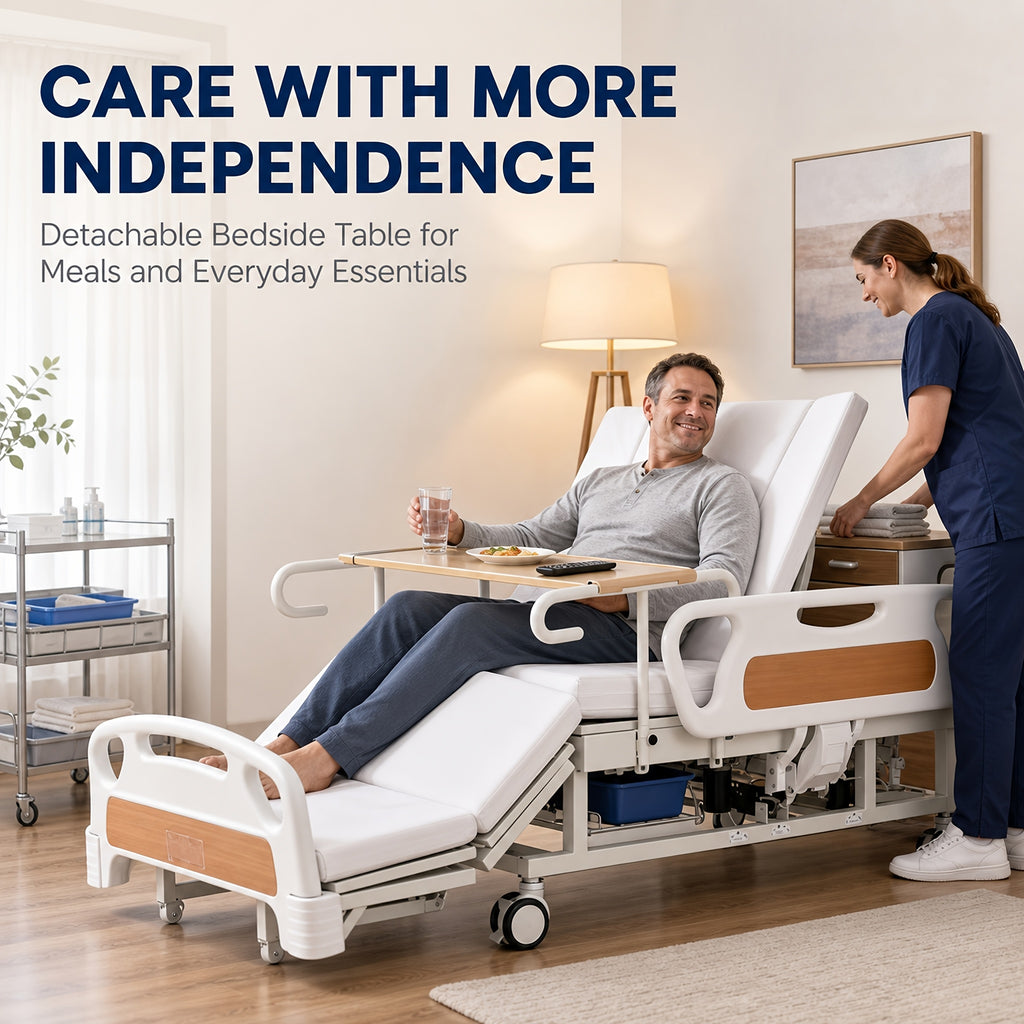 12-Function Electric Home Bed, Adjustable Care Bed with Auto Side Turning, Pressure Relief Mattress & Silent Motor, 660 LBS Load, for, Disabled & Post-Surgery Recovery