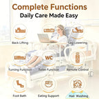 12-Function Electric Home Bed, Adjustable Care Bed with Auto Side Turning, Pressure Relief Mattress & Silent Motor, 660 LBS Load, for, Disabled & Post-Surgery Recovery