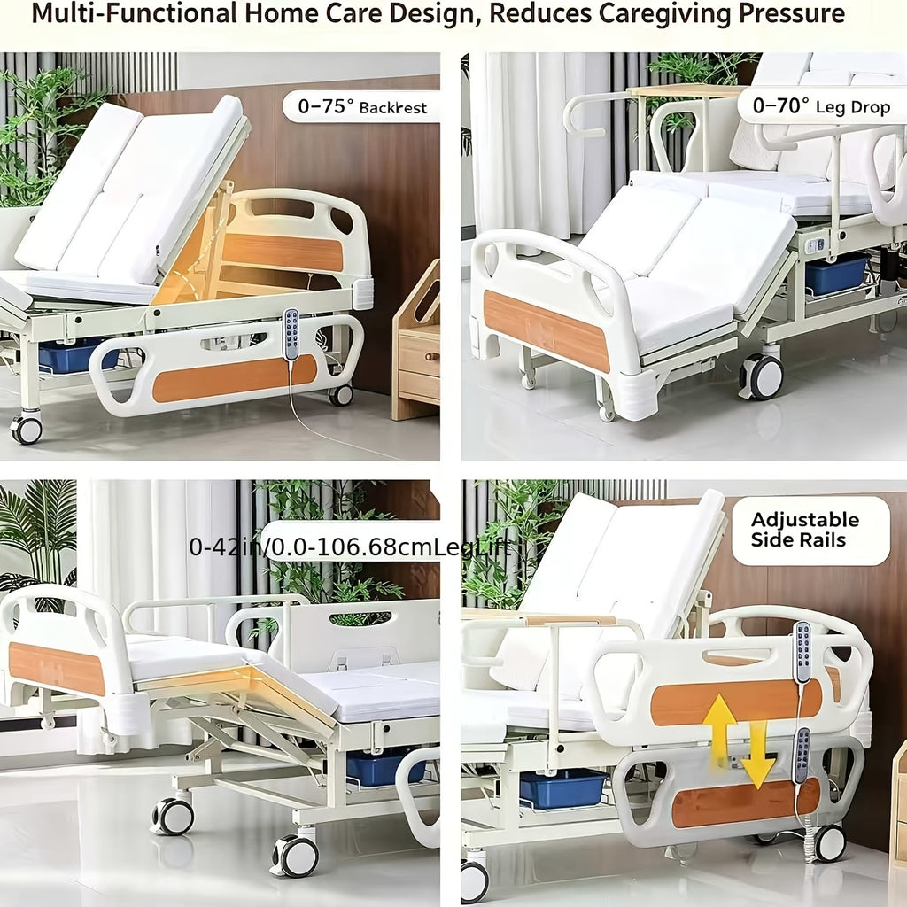12-Function Electric Home Bed, Adjustable Care Bed with Auto Side Turning, Pressure Relief Mattress & Silent Motor, 660 LBS Load, for, Disabled & Post-Surgery Recovery