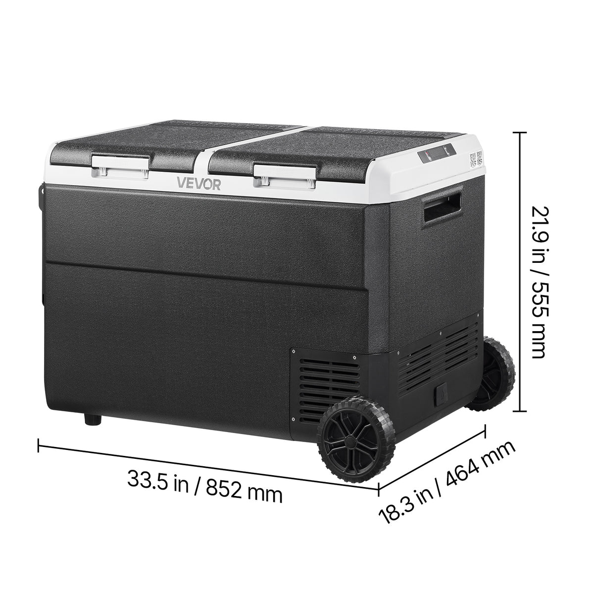 12 Volt Car Refrigerator, 100.4QT/95L Car Fridge, Dual Zone Portable Electric Cooler with Wheels and Handle, -4℉~68℉, 12/24V DC 100-240V AC Compressor Freezer for Outdoor, Camping, Travel, RV