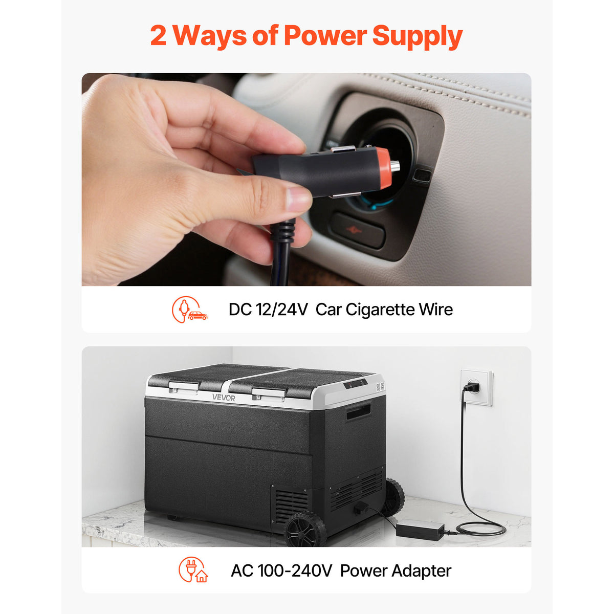 12 Volt Car Refrigerator, 100.4QT/95L Car Fridge, Dual Zone Portable Electric Cooler with Wheels and Handle, -4℉~68℉, 12/24V DC 100-240V AC Compressor Freezer for Outdoor, Camping, Travel, RV