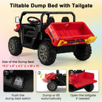 2-Seater Kids Ride on Dump Truck, 12V Powered Electric Car UTV with Dump Bed & Shovel, 2. 4G, Wireless Connection, Rocking Mode, Headlights & Music, for Boys Girls