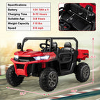 2-Seater Kids Ride on Dump Truck, 12V Powered Electric Car UTV with Dump Bed & Shovel, 2. 4G, Wireless Connection, Rocking Mode, Headlights & Music, for Boys Girls