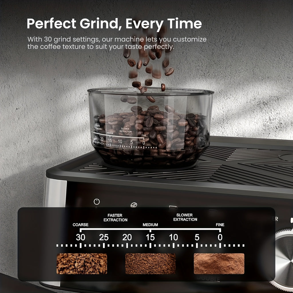 20 Bar Espresso Machine with Milk Frother Steam Wand, 58mm Expresso Coffee Machines, Commercial Stainless Steel Coffee Maker for Cappuccino and Latte, Perfect for Home & Office, Brushed Stainless Steel, (2 Model:Semi-Automatic/with Grinder Available)