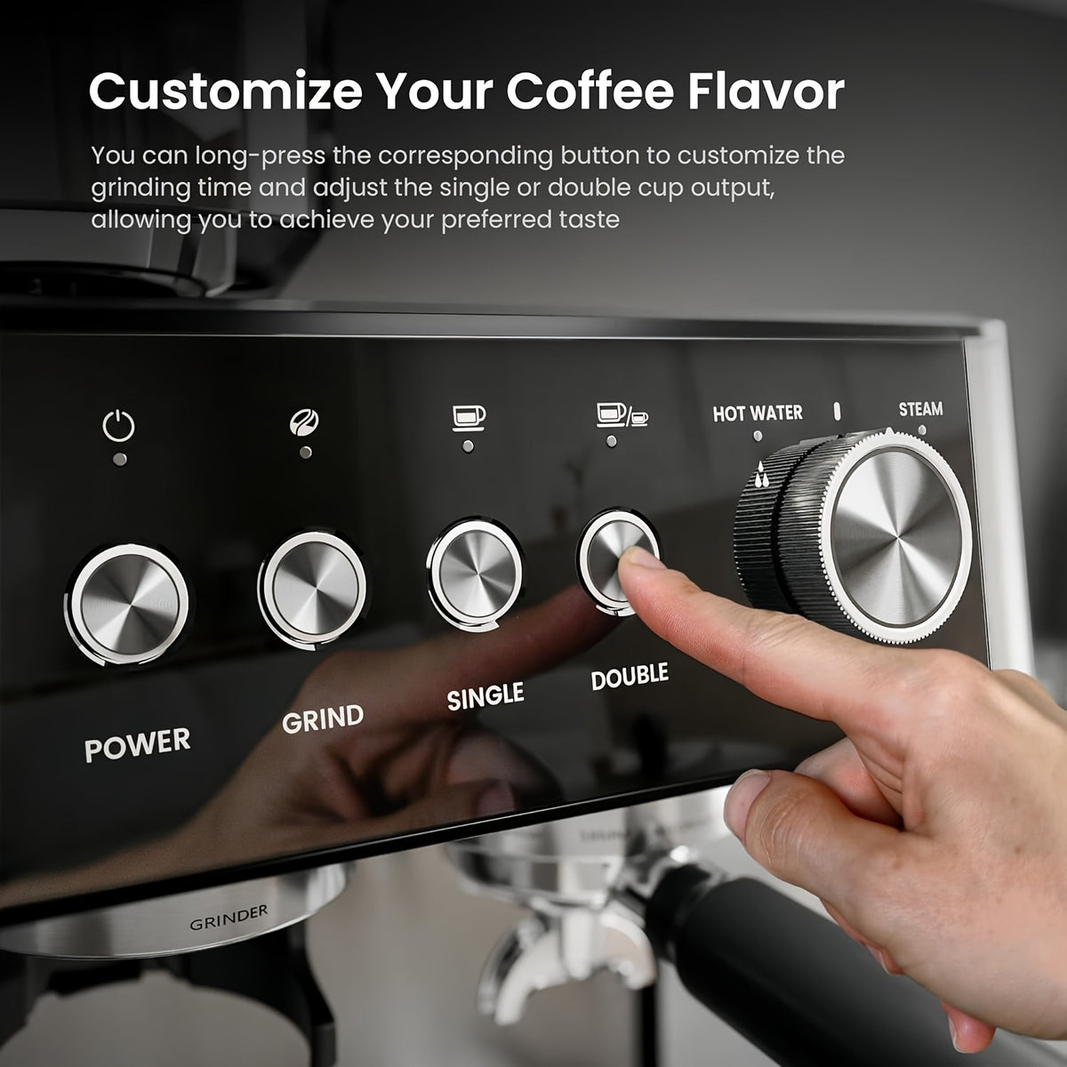 20 Bar Espresso Machine with Milk Frother Steam Wand, 58mm Expresso Coffee Machines, Commercial Stainless Steel Coffee Maker for Cappuccino and Latte, Perfect for Home & Office, Brushed Stainless Steel, (2 Model:Semi-Automatic/with Grinder Available)