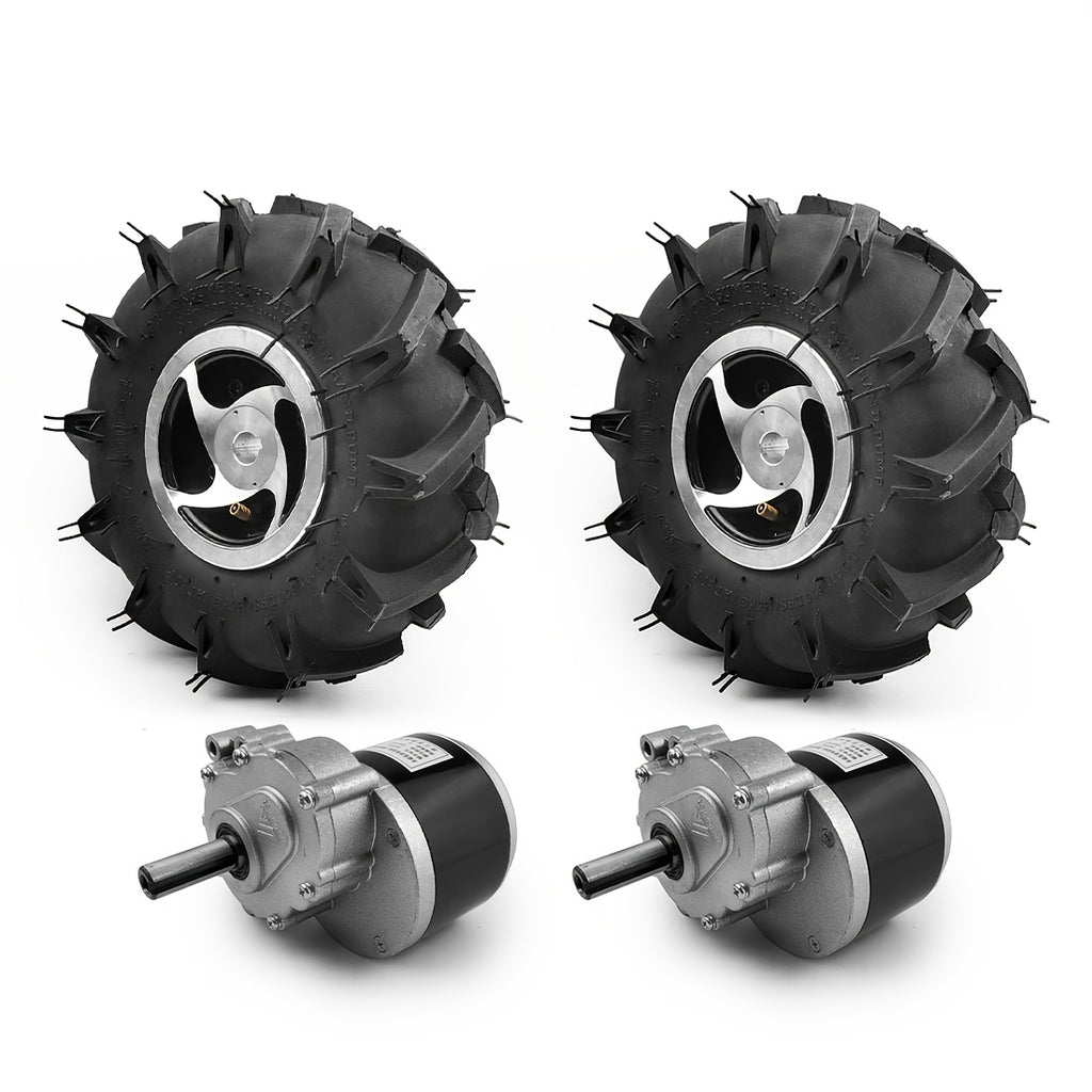 24V 250W Dual Drive Motor Wheel Kit for Electric Agricultural Tools, Lawn Mowers, Scooters, Trolleys 10 Inch