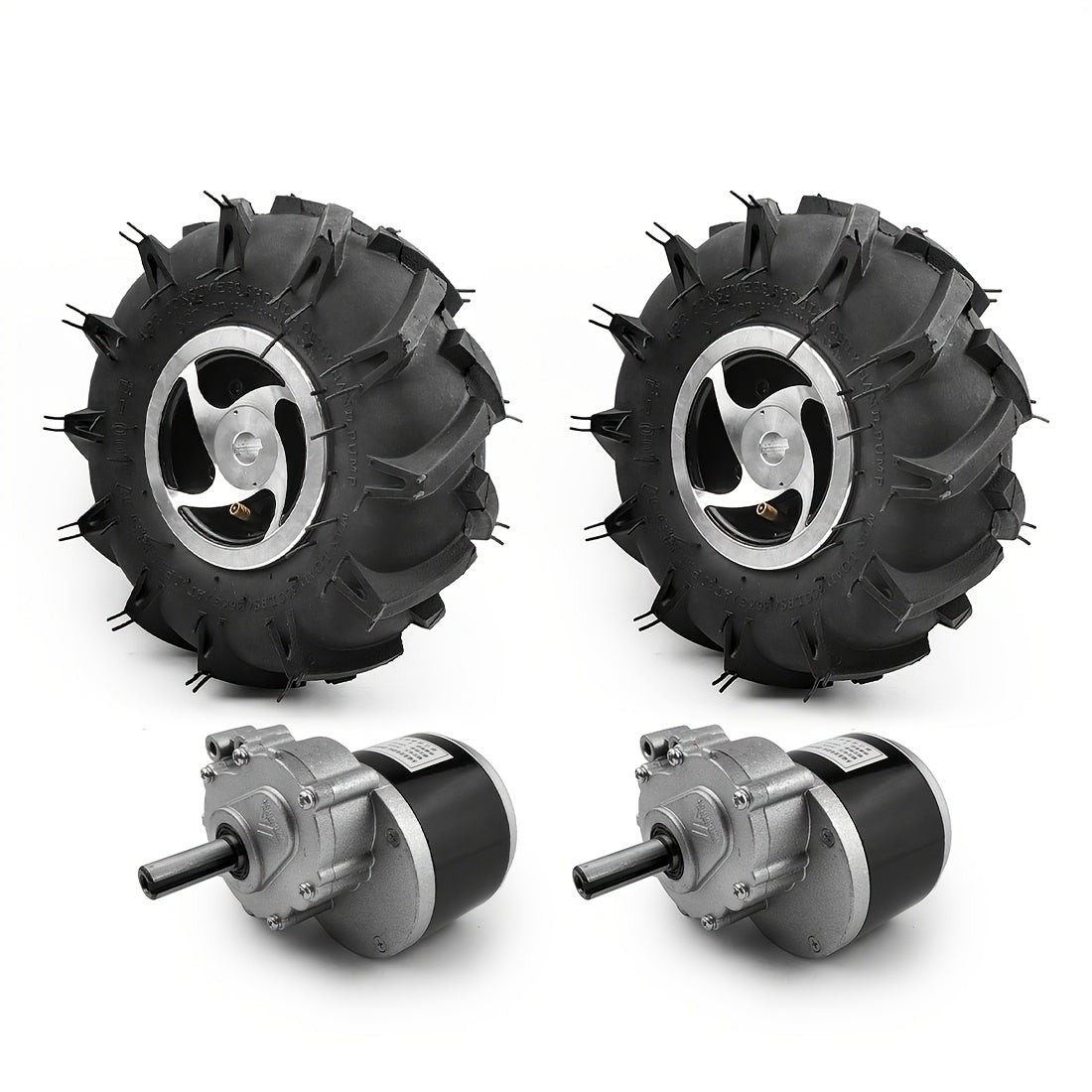 24V 250W Dual Drive Motor Wheel Kit for Electric Agricultural Tools, Lawn Mowers, Scooters, Trolleys 10 Inch