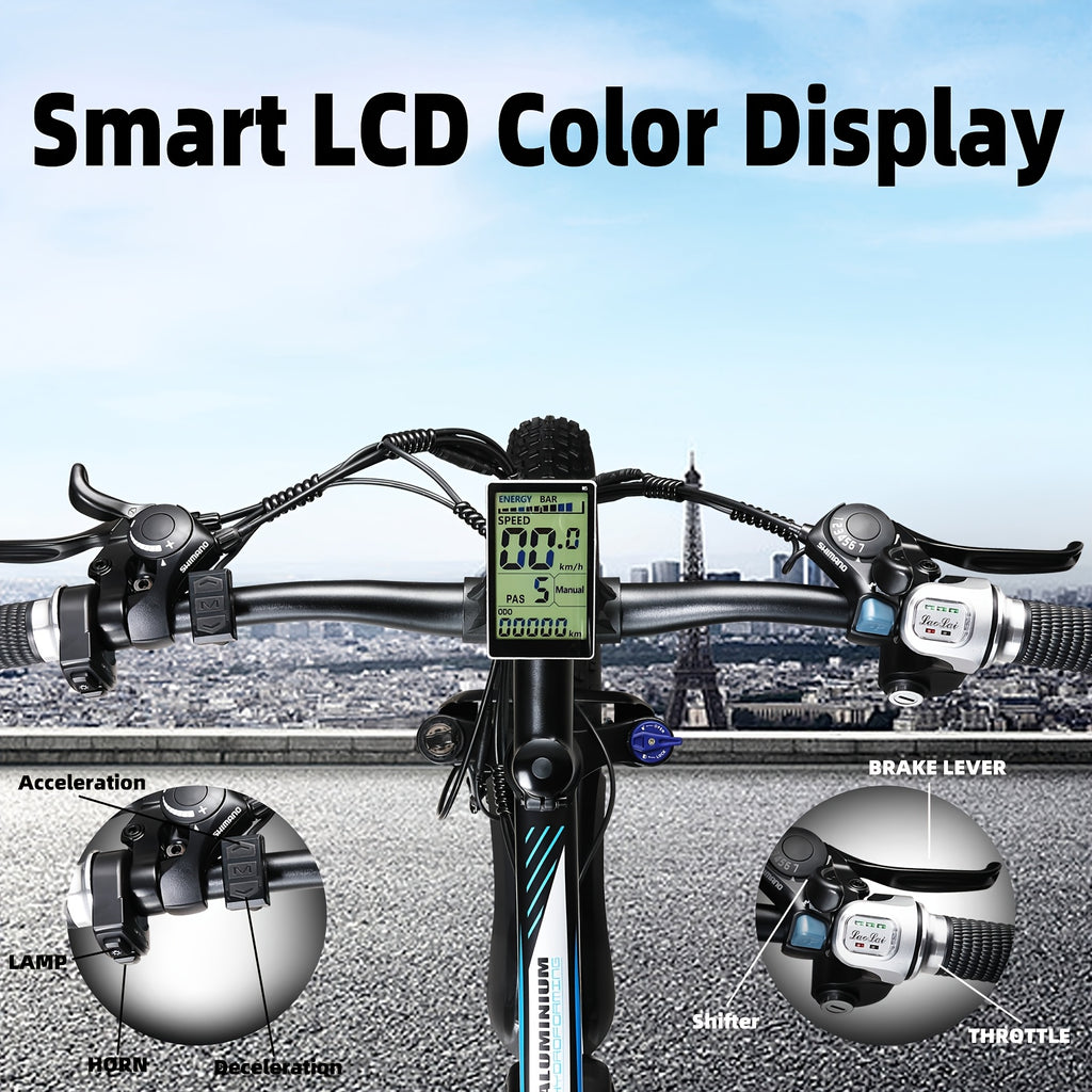 26" Electric Bike for Adults, 21 Speed Electric Scooter with 48V 15AH 720WH Removable Lithium-Ion Battery, 720W Powerful Brushless Motor, 19.5mph, Up to 50 Miles, All Aluminum Alloy Frame