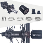 700C for Road T800 Carbon Wheelset 75mm No-Log 36T Ratchet Clincher Tubeless Ready Center Lock Disc Thru-Axle Road Surface with Hooked Edge Gravel Race Class Road Disc Brake Wheel Set