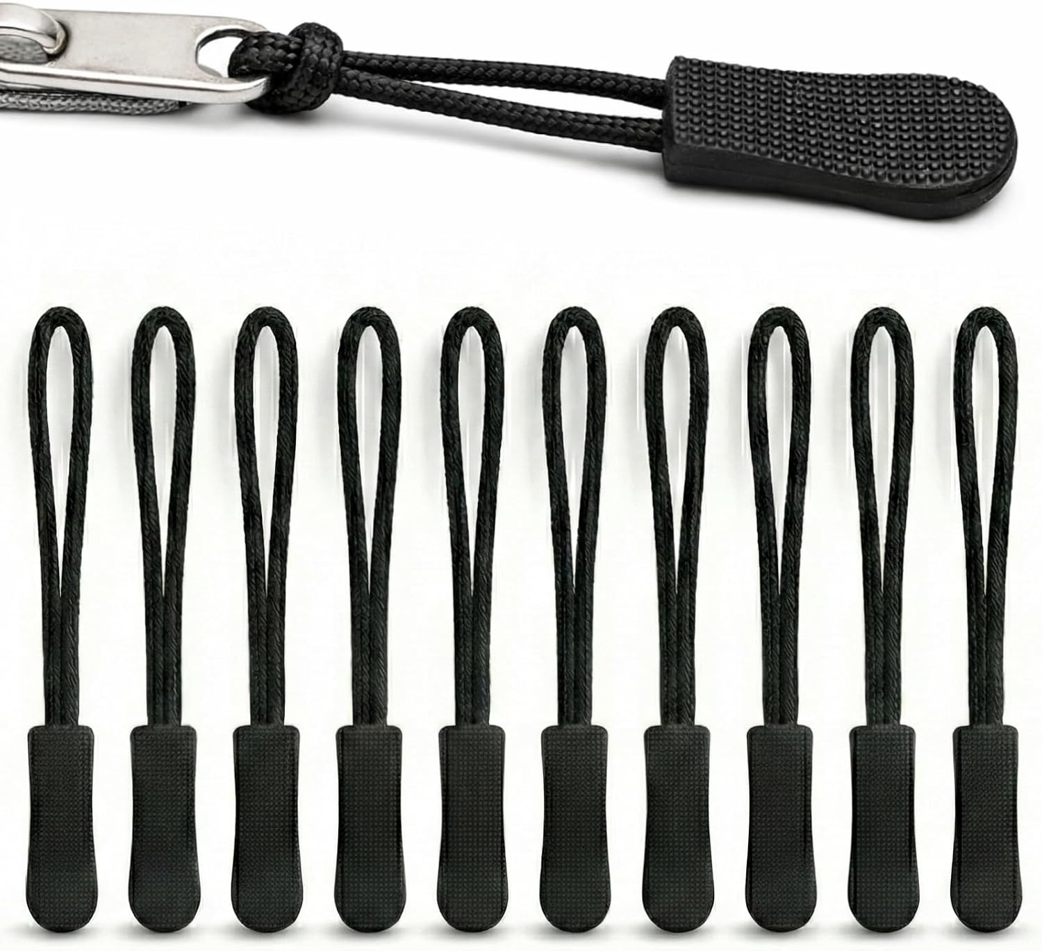 Zipper Pulls Replacement (10 Pack) - Helper Grip Fix for Clothes