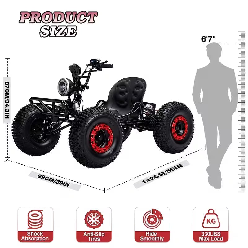 Adult Go-karts And High-speed Off-road Go-karts, 6-inch Off-road Tires, Rear Disc Brakes