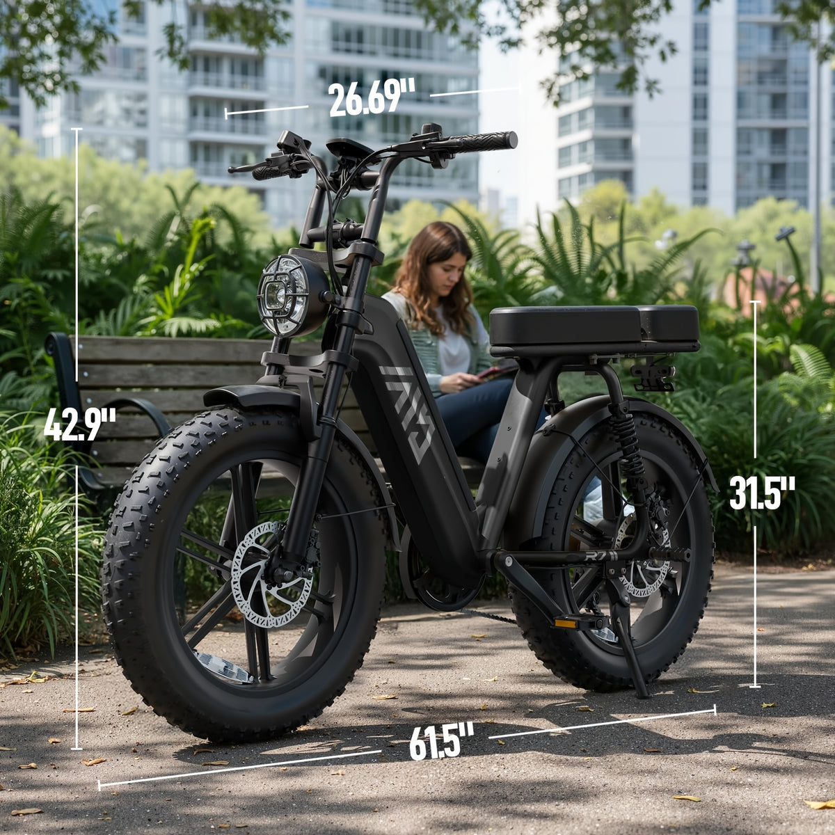 Adult Electric Bike, 749W Peak Motor Ebike with 48V 15Ah Built-In Battery, 60 Miles Range 27.9 MPH Electric Bike, 20" Fat Tire E Bike with 7 Speed