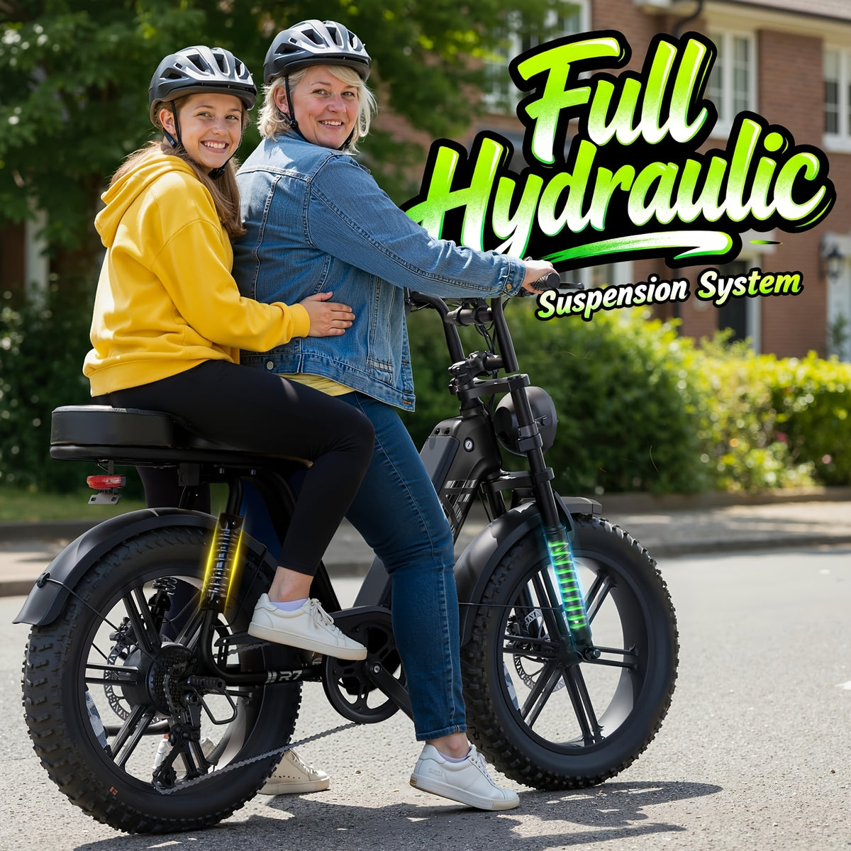 Adult Electric Bike, 749W Peak Motor Ebike with 48V 15Ah Built-In Battery, 60 Miles Range 27.9 MPH Electric Bike, 20" Fat Tire E Bike with 7 Speed