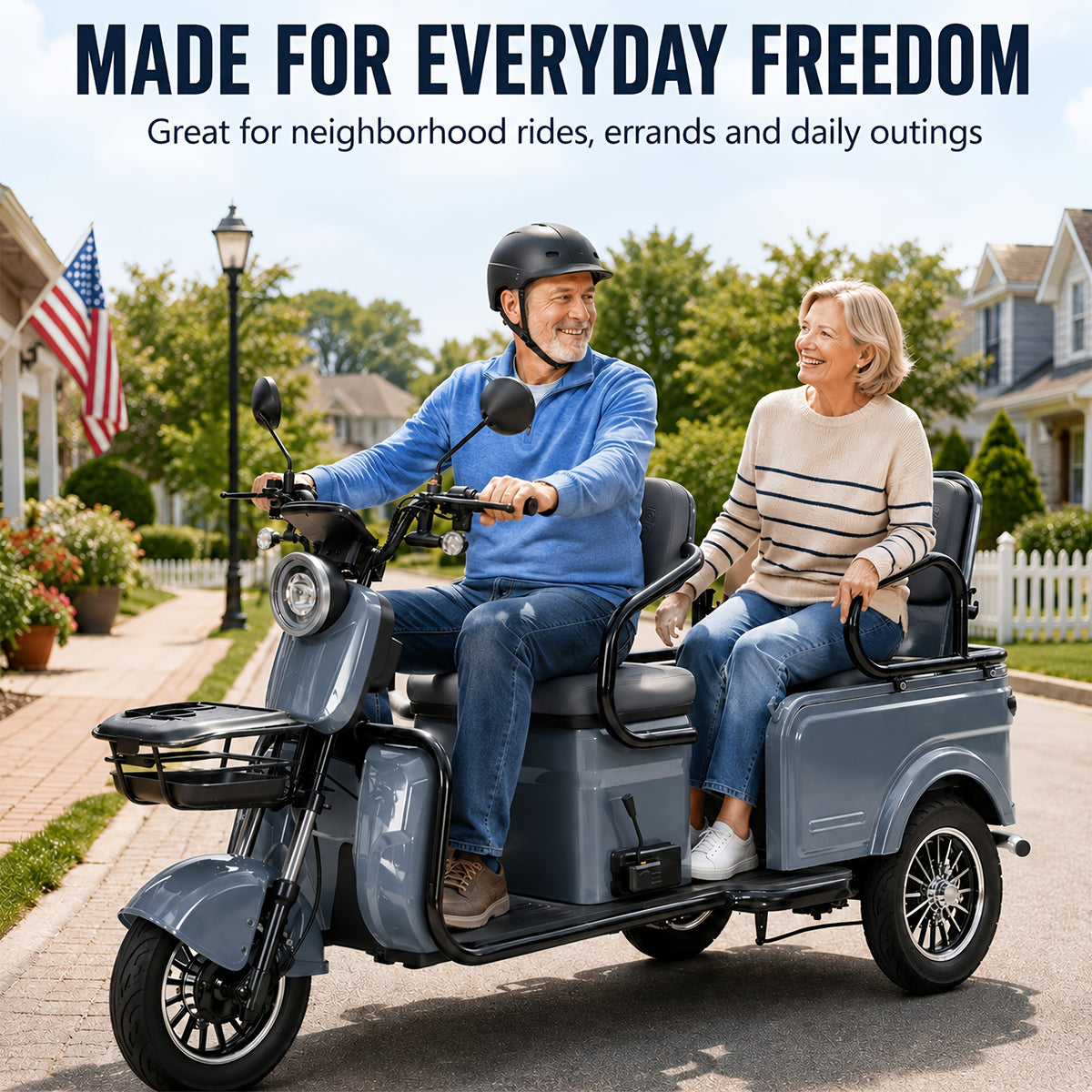 Adult Electric Tricycle Large Frame, Wide Wheelbase, High Load Capacity, Spacious Rear Seat Area, Versatile Two-in-one Design for Passenger Transport And Cargo