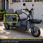Adult Electric Tricycle Large Frame, Wide Wheelbase, High Load Capacity, Spacious Rear Seat Area, Versatile Two-in-one Design for Passenger Transport And Cargo