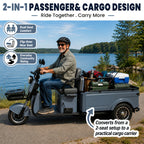 Adult Electric Tricycle Large Frame, Wide Wheelbase, High Load Capacity, Spacious Rear Seat Area, Versatile Two-in-one Design for Passenger Transport And Cargo
