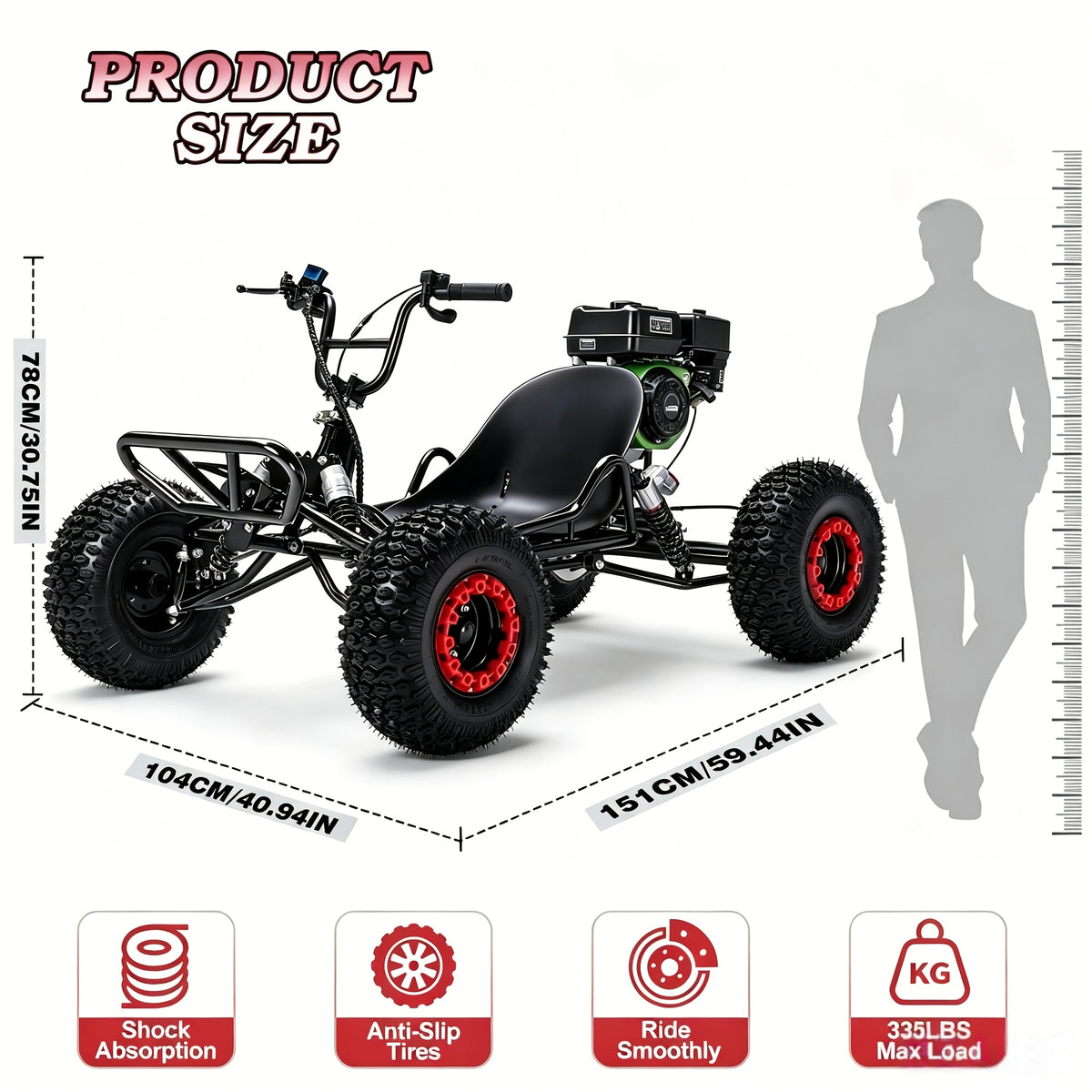 Adult Go-karts And High-speed Off-road Go-karts, 6-inch Off-road Tires, Rear Disc Brakes