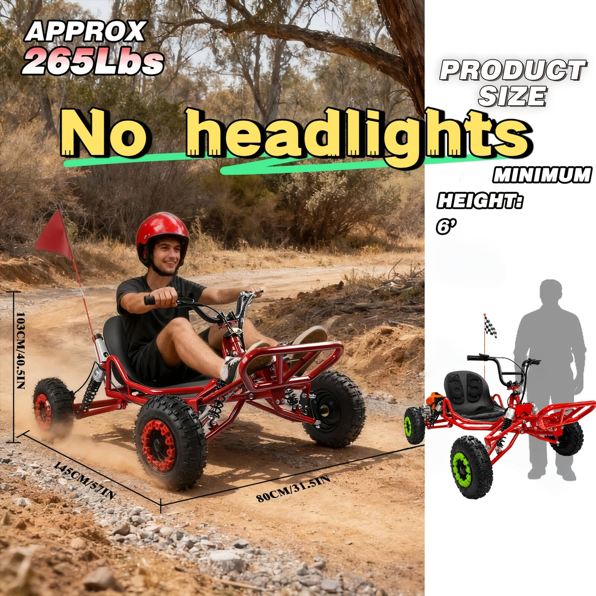 Adult Go-karts And High-speed Off-road Go-karts, 6-inch Off-road Tires, Rear Disc Brakes