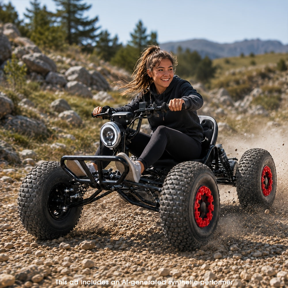 Adult Off-Road Go Kart with Heavy-Duty Reinforced Frame & All-Terrain Tires, Suitable for Grassland, Gravel & Rough Terrains, Comes with Complete Safety Protective Gear for Outdoor Racing & Family Gathering, Perfect Birthday & Holiday Gift