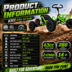 Adult Off-Road Go Kart with Heavy-Duty Reinforced Frame & All-Terrain Tires, Suitable for Grassland, Gravel & Rough Terrains, Comes with Complete Safety Protective Gear for Outdoor Racing & Family Gathering, Perfect Birthday & Holiday Gift