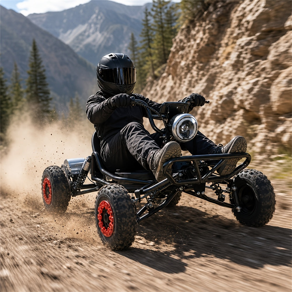 Adult Off-Road Go Kart with Heavy-Duty Reinforced Frame & All-Terrain Tires, Suitable for Grassland, Gravel & Rough Terrains, Comes with Complete Safety Protective Gear for Outdoor Racing & Family Gathering, Perfect Birthday & Holiday Gift