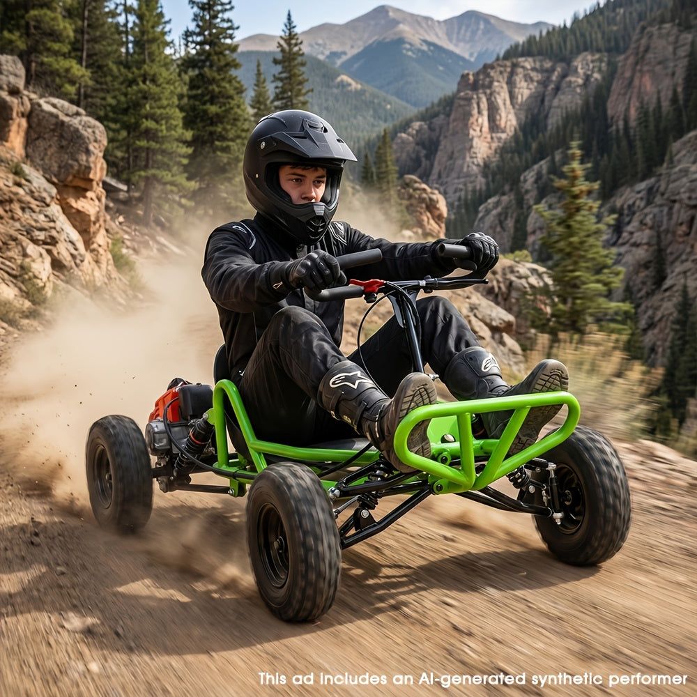 Adult Off-Road Go Kart with Heavy-Duty Reinforced Frame & All-Terrain Tires, Suitable for Grassland, Gravel & Rough Terrains, Comes with Complete Safety Protective Gear for Outdoor Racing & Family Gathering, Perfect Birthday & Holiday Gift