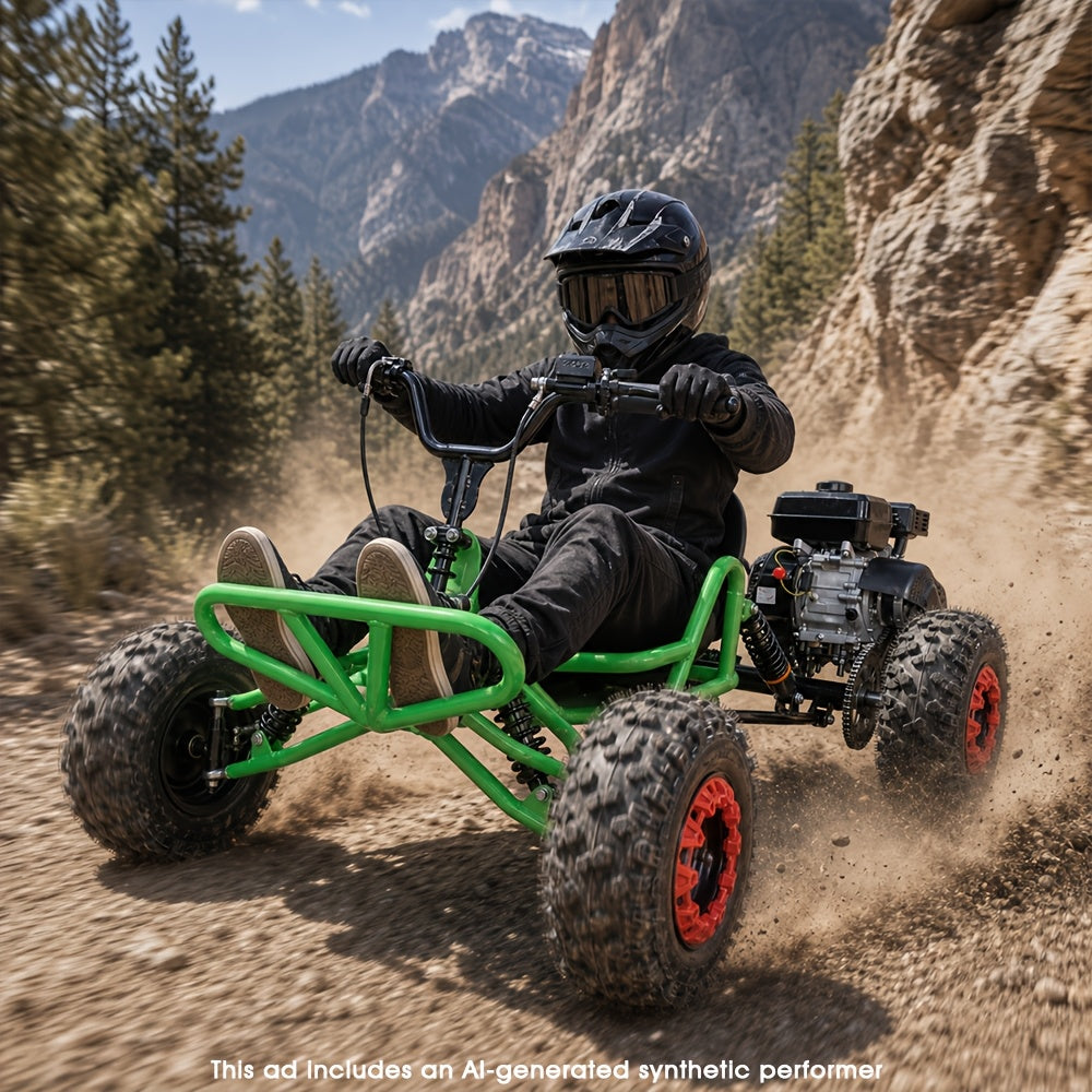Adult Off-Road Go Kart with Heavy-Duty Reinforced Frame & All-Terrain Tires, Suitable for Grassland, Gravel & Rough Terrains, Comes with Complete Safety Protective Gear for Outdoor Racing & Family Gathering, Perfect Birthday & Holiday Gift