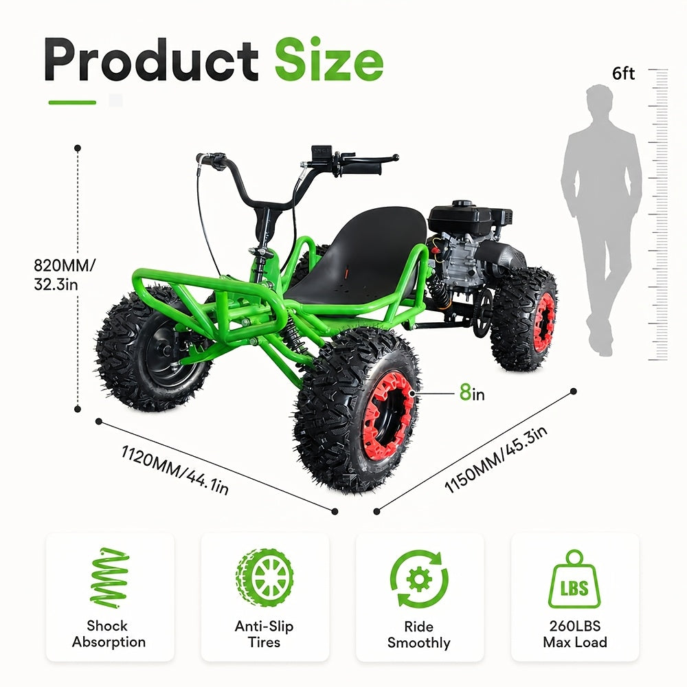 Adult Off-Road Go Kart with Heavy-Duty Reinforced Frame & All-Terrain Tires, Suitable for Grassland, Gravel & Rough Terrains, Comes with Complete Safety Protective Gear for Outdoor Racing & Family Gathering, Perfect Birthday & Holiday Gift