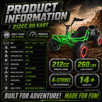 Adult Off-Road Go Kart with Heavy-Duty Reinforced Frame & All-Terrain Tires, Suitable for Grassland, Gravel & Rough Terrains, Comes with Complete Safety Protective Gear for Outdoor Racing & Family Gathering, Perfect Birthday & Holiday Gift