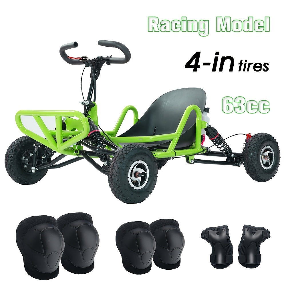 Adult Off-Road Go Kart with Heavy-Duty Reinforced Frame & All-Terrain Tires, Suitable for Grassland, Gravel & Rough Terrains, Comes with Complete Safety Protective Gear for Outdoor Racing & Family Gathering, Perfect Birthday & Holiday Gift