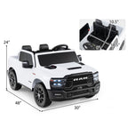 COSTWAY Licensed 2025 Ram 2500 REBEL Ride-On Car Pickup Truck for Kids Suitable for Big &, 2-Seater Remote Car with Parent Remote, Storage, 3-Point Safety Belts, LED Lights, Music, Soft Start & 4-Wheel Suspension