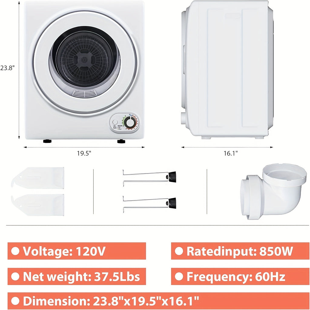Compact Dryer 1.5/2.65 Cu. Ft. Portable Clothes Dryers with Exhaust Duct with Stainless Steel Liner Four Function Small Dryer Machine, Suitable for Apartments, Dorm, RVs