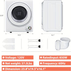 Compact Dryer 1.5/2.65 Cu. Ft. Portable Clothes Dryers with Exhaust Duct with Stainless Steel Liner Four Function Small Dryer Machine, Suitable for Apartments, Dorm, RVs