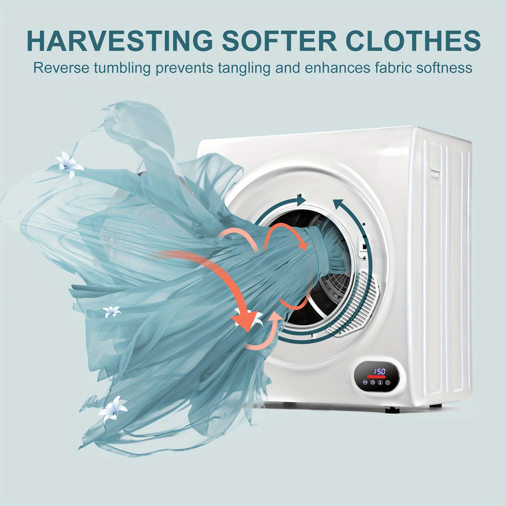 Compact Dryer 1.5/2.65 Cu. Ft. Portable Clothes Dryers with Exhaust Duct with Stainless Steel Liner Four Function Small Dryer Machine, Suitable for Apartments, Dorm, RVs
