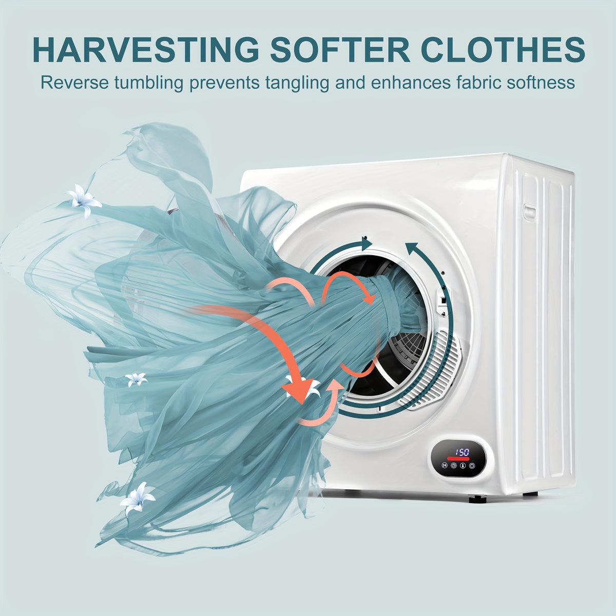 Compact Dryer 1.5/2.65 Cu. Ft. Portable Clothes Dryers with Exhaust Duct with Stainless Steel Liner Four Function Small Dryer Machine, Suitable for Apartments, Dorm, RVs