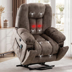 Elderly Power Lift Recliner Chair with Massage & Heat - Oversized Wide Overstuffed Seat, Heavy Duty Safety Reclining Mechanism, USB Ports & 2 Hidden Cup Holders for Game & Recreation Room Furniture