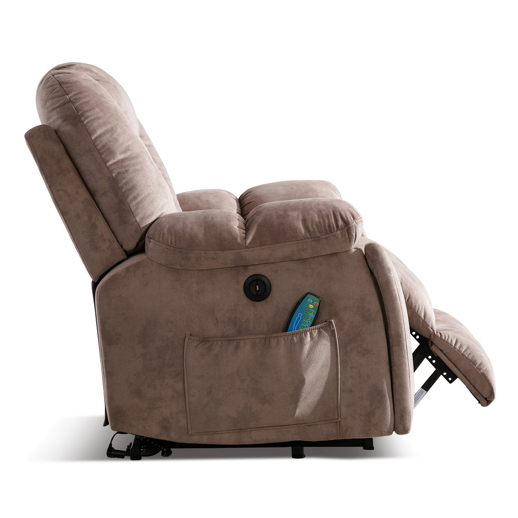 Elderly Power Lift Recliner Chair with Massage & Heat - Oversized Wide Overstuffed Seat, Heavy Duty Safety Reclining Mechanism, USB Ports & 2 Hidden Cup Holders for Game & Recreation Room Furniture
