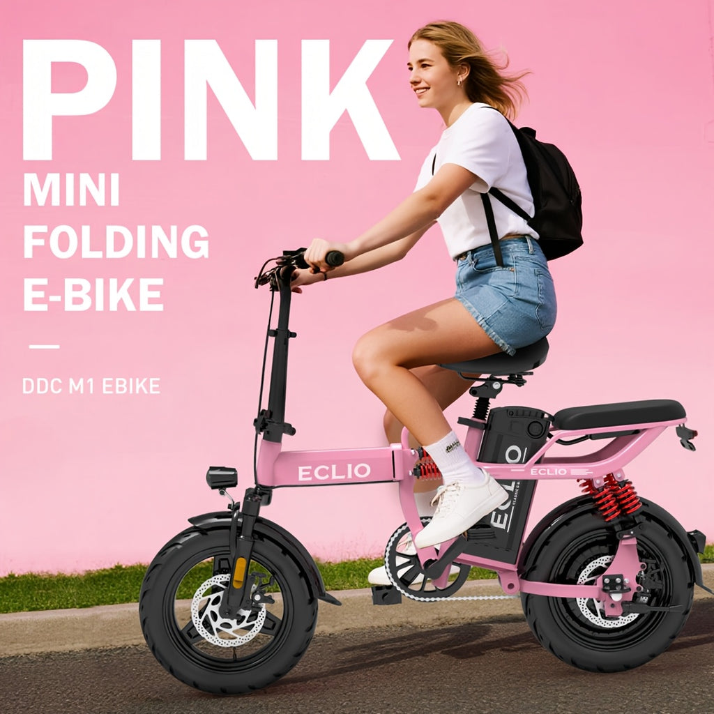 14 -inch Lightweight Electric Bike For Adults, 700W Peak Motor, 48V Lithium Battery, 35 Mile Range, 19 MPH, 25° Climbs, 10 Shock Absorber E-bike, Foldable E-bike For City Commute, 180 LBS, 3 Step Foldable, AlloyFrame, Spring Cycling