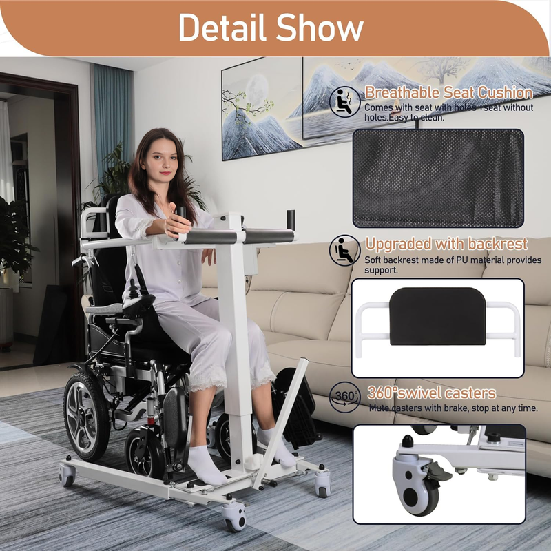 Electric Patient Lift Transfer Chair Foldable Lift Wheelchair for Home