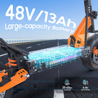 Electric Scooter 48V 13AH Battery 35-45Km Range 10-Inch All-Terrain Tires E-Scooter Portable E Scooter W/Suspension for Commute, Dual Brakes, APP, Cruise Control, Foldable E Scooters