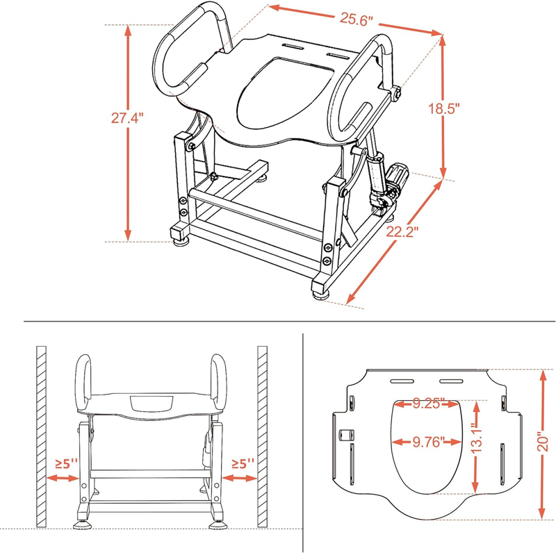 Electric Toilet Seat Lift with Padded Arms