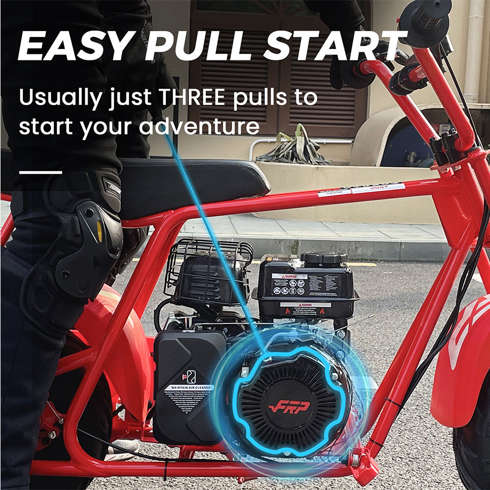 FRP GMB100 100cc Gas Mini Bike for Adults, 4-Stroke Engine, 28 MPH Top Speed, EPA Certified, Engineered for Longevity 10,000 km Lifespan, Off-Road Trail Dirt Bike, 220 Lbs Capacity