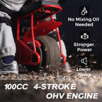 FRP GMB100 100cc Gas Mini Bike for Adults, 4-Stroke Engine, 28 MPH Top Speed, EPA Certified, Engineered for Longevity 10,000 km Lifespan, Off-Road Trail Dirt Bike, 220 Lbs Capacity