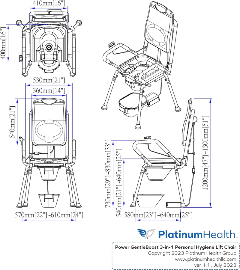 GentleBoost Power Uplift Commode Chair for Toilet &amp; Shower