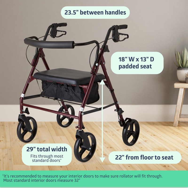 Heavy Duty Rollator Walker with Seat