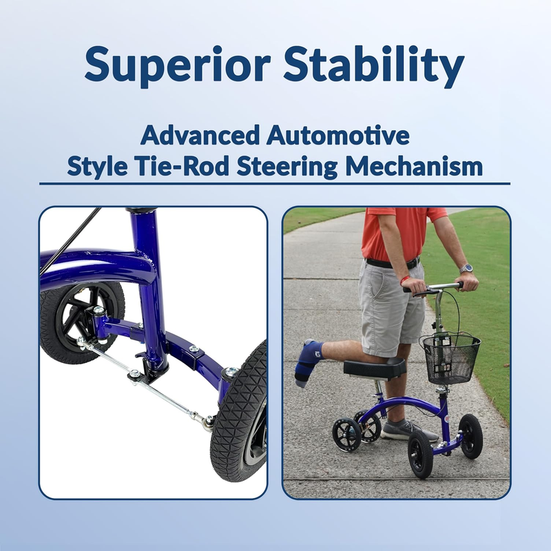 Hybrid All Terrain Knee Scooter for Adults for Foot Surgery Heavy Duty Knee Walker