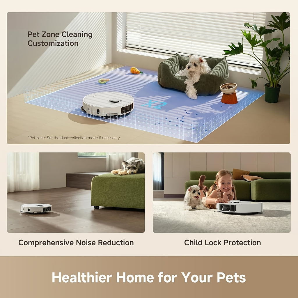 L40 Ultra Gen 2 Lite White Robot Vacuum And Mop with 23kPa Suction Extendable Side Brush & Mop, All-in-One Self-Emptying & Cleaning Dock, 10.5mm Mop Lifting, Obstacle Avoidance, App Control