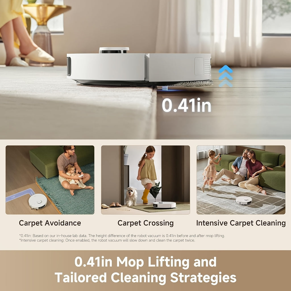 L40 Ultra Gen 2 Lite White Robot Vacuum And Mop with 23kPa Suction Extendable Side Brush & Mop, All-in-One Self-Emptying & Cleaning Dock, 10.5mm Mop Lifting, Obstacle Avoidance, App Control