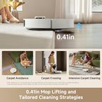 L40 Ultra Gen 2 Lite White Robot Vacuum And Mop with 23kPa Suction Extendable Side Brush & Mop, All-in-One Self-Emptying & Cleaning Dock, 10.5mm Mop Lifting, Obstacle Avoidance, App Control