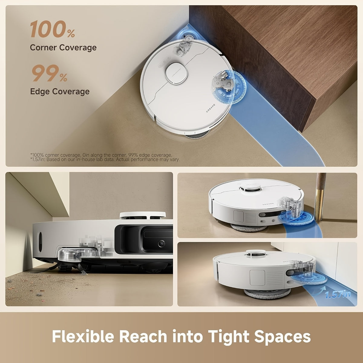 L40 Ultra Gen 2 Lite White Robot Vacuum And Mop with 23kPa Suction Extendable Side Brush & Mop, All-in-One Self-Emptying & Cleaning Dock, 10.5mm Mop Lifting, Obstacle Avoidance, App Control
